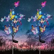 BlueFire Solar Lights Outdoor Garden Decor, Waterproof Solar Butterfly Lights, Patio Lights Solar Powered Outdoor Lights for Pathway Yard Walkway Patio Lawns Wedding Party(2 Pack)