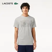 在飛比找momo購物網優惠-【LACOSTE】男裝-快乾描圖印花運動短袖T恤(灰色)