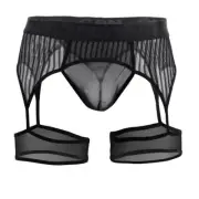 Underwear: CandyMan 99403 Stripes Gaterbelt Thongs