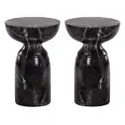 Home Square Goya 13.5" Modern Concrete End Table in Black - Set of 2