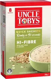 UNCLE TOBYS Oats Quick Sachets High Fibre, 8 Sachets