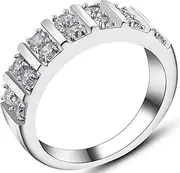 [Jude Jewelers] Stainless Steel Cubic Zircon Eternity Wedding Engaegment Band Ring