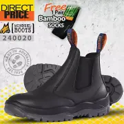 Mongrel Work Boots Mens Black Elastic Slip Resistant Steel Toe 240020