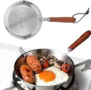 Stainless Steel Frying Pan, Nonstick Frying Pan Skillet with Wooden Handle, Egg Pan Fry Pan for Household Restaurant Induction Cooker (12CM)