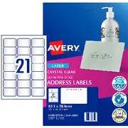 Avery 21UP Laser Address Labels Clear 25 Sheets