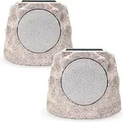 Rock Speakers Outdoor Waterproof Patio Solar Powered Rock Speaker Bluetooth Wireless 2 Pack,USB Rechargeable with TWS Pair Function for Outside Garden Deck BBQ(D)