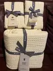 New West Elm Organic Textured Waffled King Duvet 2 King Shams Pearl Ivory Cream