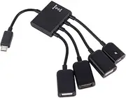 Micro USB OTG Hub, OTG Cable Adapter, 4 Port High Speed Sync Extension Cable Adapter for Android Tablet Pc and Smart Phone