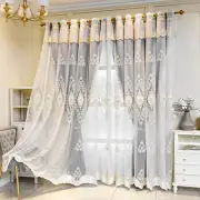 1 Panel Double Layer Blackout Curtain 3D Flower Window Tulle Drape Valance Home