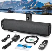 SaKaguro Sound Bar for TV 16-inch, Cinematic Bluetooth Speakers with Remote Control, Wall Mountable, Black