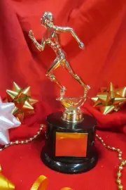 TRACK RUNNING Metal Figure Trophy Award, w/Brass Plate-F, Black Base FastShip #1