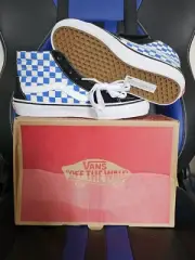 VANS Sk8-Hi PRO Blue Checkerboard Black / Vict SIZE 8 SK8 HI White Soles