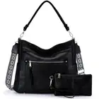 Hobo Bags for Women,Medium Vegan Leather Handbag with Wallet Pouch Guitar Str...