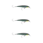 3x Rapala 12cm Saltwater X Rap Long Cast Sinking Minnow Lures - Carbon