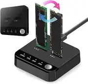 ASHATA M.2 Hard Drive Duplicator Serial ATA to NVMe Cloner Dock Station Dual SSD Enclosure, M.2 Duplicator Cloner Dual Bay Offline USB C to NVMe SATA Dock Station