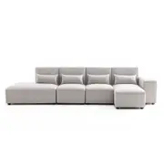 Foret 5 Seater Sofa Modular Corner Lounge Couch Fabric Left Chaise Ottoman Beige