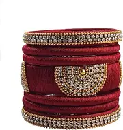 Goelx Maroon Silk Thread Handcrafted Bangles Set for Women