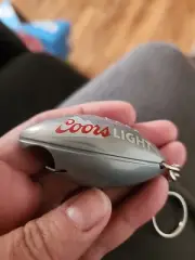 Coors Light Beer Bottle Opener Plastic & Metal Silver Football Key Chain Pocket