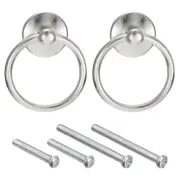 2Pcs Round Ring Pulls Drawers Knobs Silver for Dresser Cupboard Wardrobe