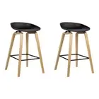 Artiss 2x Bar Stools Black 67cm Wooden Legs PP Plastic Seat Modern Kitchen Chair