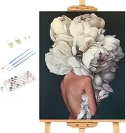 Wisebom Painting by Numbers Kits, 40x50cm Girl and Flowers Modern Paint by Numbers on Canvas Frameless, DIY Oil Painting Set with Brushes Acrylic Pigment for Adults Beginner