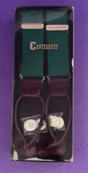 NIB GREEN CANTERBURY ELASTIC SUSPENDERS WITH BUTTONS SALE!