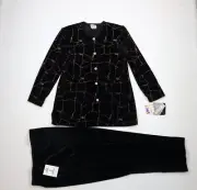 NOS Vtg 90s Streetwear Womens 14P 2 Piece Velour Rainbow Glitter Pants Suit USA