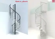 Indoor Spiral Staircase White Stained Beech Wood Step PVC Handrail 13-Step Kit