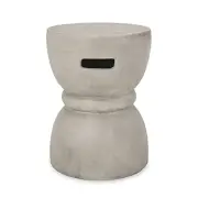 Norman Outdoor Contemporary Lightweight Accent Side Table, Concrete Finish
