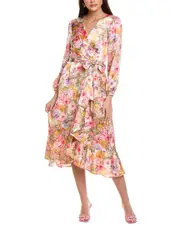 Tahari ASL Faux Wrap Midi Dress