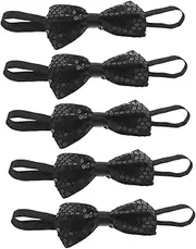 AUTSUPPL 5pcs Bow Decoration Sequin Bow Tie for Men Pre-Tied Sequin Bowties for Banquet Bowtie Shiny Pre-Tied Black Plastic