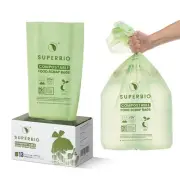 SUPERBIO 13 Gallon Compostable Kitchen Waste Bags, 50 Count, 1 Pack, Flat top...
