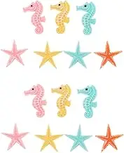 eMagTech 21PCS Resin Seahorse Decoration Starfish Ornament Artificial Ocean Themed Marine Creatures DIY Craft Accessories for Hairpin Cell Phone Case Photo Frame