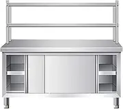 YUGXTH Stainless Steel Kitchen Worktop Table, Heavy Duty Kitchen Food Prep Table, Prep Worktable with Overshelves, Stainless Steel Catering Table, Cooking Chef Work Bench for Restaurant(80x50x80cm)