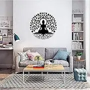 50cm Tree of Life with Buddha Wall Hanging - Metal Art Decoration for Living Room - Bodhi Tree and Buddha Wall Plaque