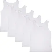 [The Essentials Wardrobe] Boys 5 Pack Vests Underwear Sleeveless Kids 100% Cotton White Size 2-13 Years