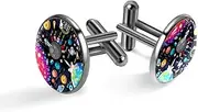 [Generic] Men's Cufflinks, Universe Space Infographic Cuff Links for Men, Classic Cufflinks Black for Suit Shirt Wedding Business Birthday Jewelry Gift