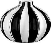 Torre & Tagus Abstract Black and White Vase - 7.25x5.5 Tall Modern Decor Ceramic Vase for Flowers with Stripes - Aesthetic Room Decor for Living Room Shelf, Fireplace Mantel, Entryway Console Table