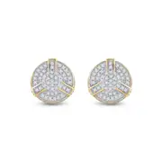 Yellow-tone Sterling Silver Round Diamond 3D Disk Circle Earrings 1/4 Cttw