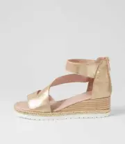 New Django & Juliette Ismet Old Gold Scratch Leather Espadrilles Womens Shoes
