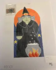 HALLOWEEN WITCH HX 101 Needlepoint Canvas Hand Painted Stitch Guide Charm