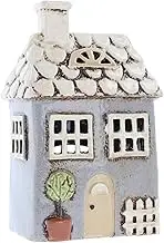 Shudehill Giftware Ceramic Village Pottery Garden House Tealight Holder, Home Ornament Candle Holder (Small Grey)