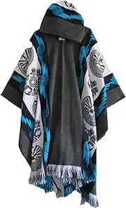 [TACSTRUN] Men's Aztec Hoodies Poncho Cape Cloak Coat Vintage Bat Sleeve Cloak Shawl Fashion Knitted Hooded Pullover