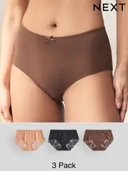 Black / Caramel Nude / Chocolate Nude Midi No VPL Lace Back Briefs 3 Pack (AV7524) | $36