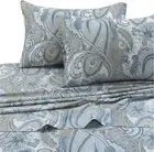 Queen Bed Sheet Set Soft Cotton Sateen Floral Print With Extra Deep Pockets