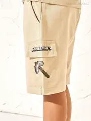 Angel & Rocket Cream Minecraft Print Pocket 100% Cotton Shorts (B02514) | $51 - $60