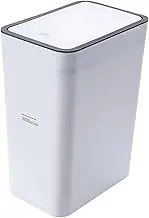 10L Bathroom Trash Can with Lid, Push Press Kitchen Bin, Slimline Waterproof Garbage Can, Covered Rubbish Bin Narrow, Dog Proof, Kitchen Compost Ashcan, Plastices Waste Basket for Narrow Spaces, White