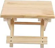 Foldable Solid Wood Square Bench, Small Wooden Rural Bench Portable Folding Stool for Fishing and Household Use