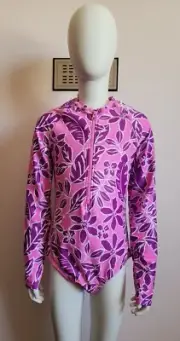 Target Youth Girls Pink Floral Printed Paddlesuit Surfsuit Swimsuit Size 10 New