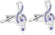 [DYCJLL] Tie bar Tie clip music note blue crystal copper Tie Clips cufflinks set Business Tie Clip High pitch music Necktie party Clips (Color : Cufflink)